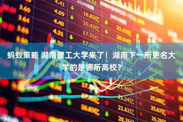 蚂蚁策略 湖南理工大学来了！湖南下一所更名大学的是哪所高校？